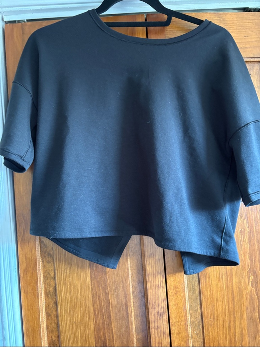 lululemon athletica Black Cropped Boxy Short Sleeve Top
